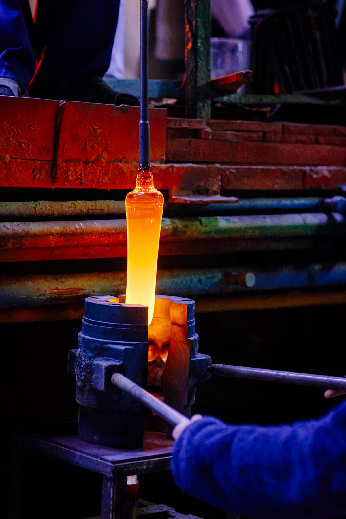 The blowpipe and the molten glass, present day